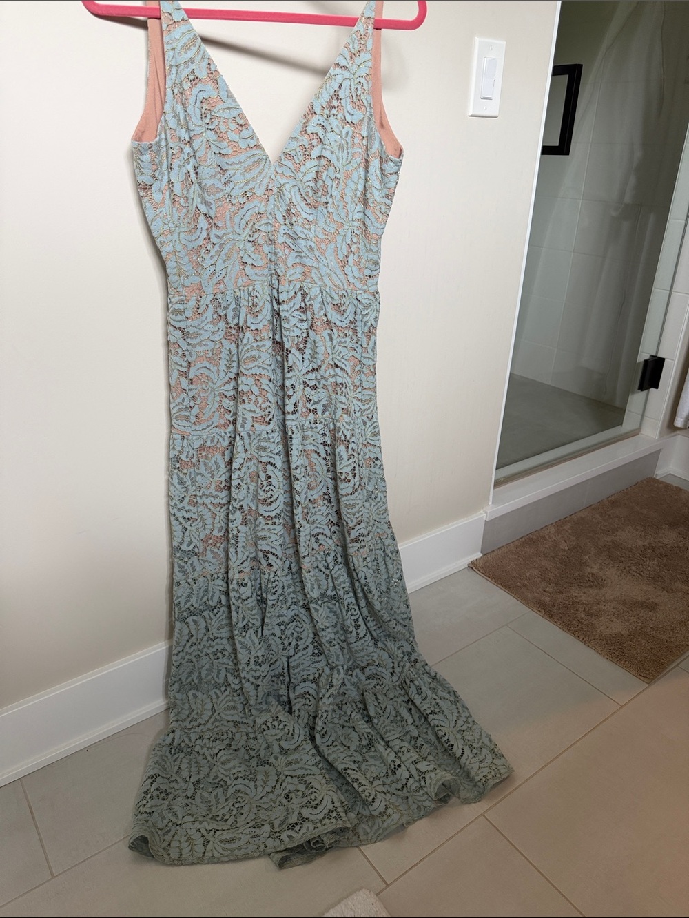 Dress the Population Sage Lace Plunge V-Neck Maxi Dress - Picture 2 of 5